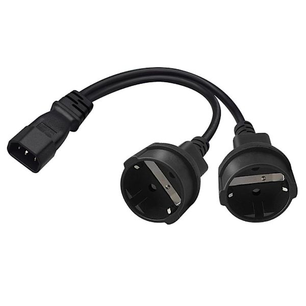 3-benet C14 til Dobbelt EU4.8mm Konnektor Adapterledning Hanstik til Hunstik Konverter Ledning Y-splitter Strømledning
