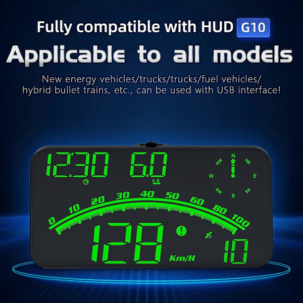G10 Auto Hud Display Bilprosjektor Alarm Opp Display Speedometer Vindusskjerm Elektronisk Tilbehør