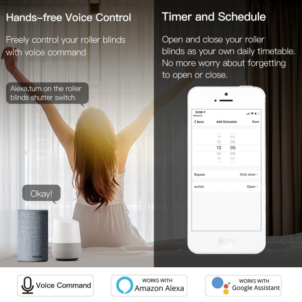 One-Piece WiFi-lysbryter med Alexa Wireless Smart Remote og relé med Alexa Support