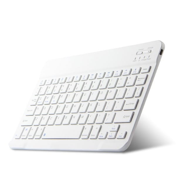10 tommers trådløst bluetooth-tastatur (hvitt)