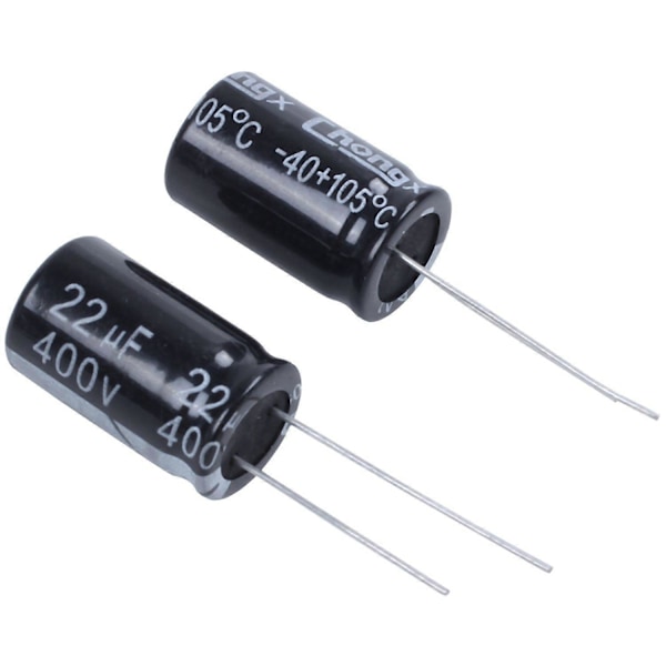 10 stk. 22uF 400V 105C Elektrolytkondensatorer Sort 13mm x 21mm