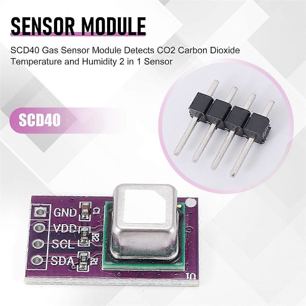 SCD40 Gas Sensor Modul Detekterar CO2 Koldioxid Temperatur och Luftfuktighet 2 i 1 Sensor