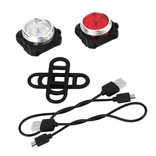 Sykkel LED Frontlys med USB Oppladbar Baklysklemme