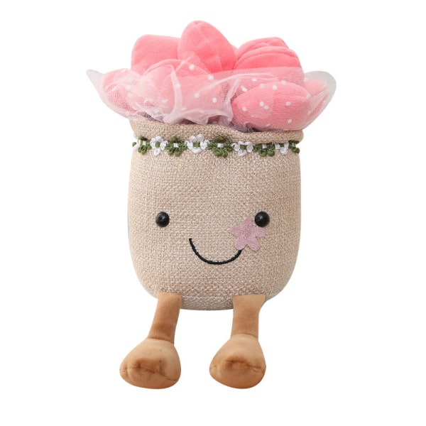 Plysj leketøy sopp plantepute, blomsterpotte Plysj sengesofa Pute Dukke Dukke Søt plante (mørk rosa)