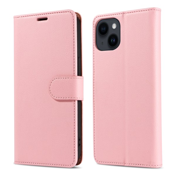 2023 iPhone 14 Pro Max case korkealaatuinen nahkainen läppälompakkotyylinen kannettava case - 1 kpl pink