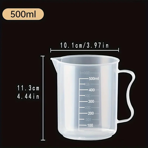 1 St, Mätkopp, Vätske Mätkoppar I Plast, Vätske Mätkoppar För Kök, Multi Funktionsmått För Bakning, Matlagning, 500ml