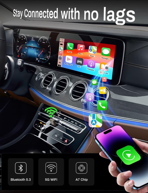 2025 Seneste Model 2-i-1 Trådløs CarPlay-adapter Understøtter Apple CarPlay & Android Auto, Mini Bluetooth USB A & USB C Dongle Konverterer Kablet