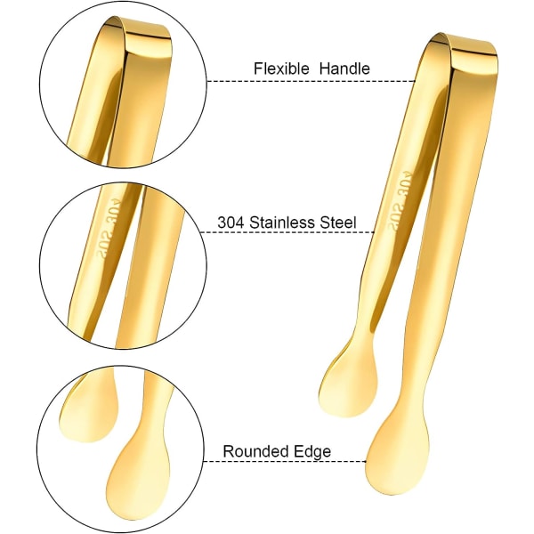 12 stk. isterningtænger i rustfrit stål, små isterningtænger, sukkertænger,