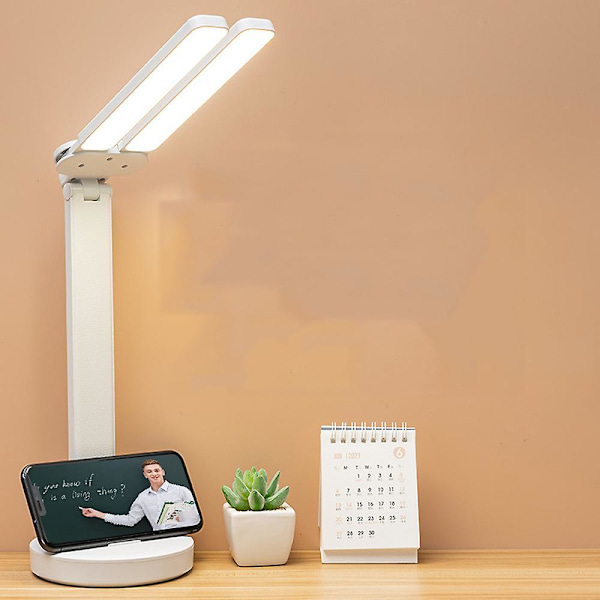 Skrivebordslampe øyebeskyttelse LED-lading (hvit)