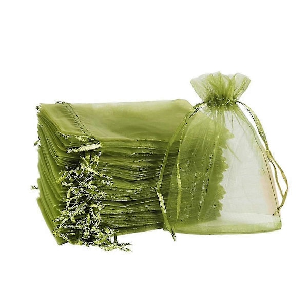 100 stk. Fruktbeskyttelsesposer (10 x 15 cm) Grønn nettingpose med snøring for fruktbeskyttelse Grønnsakshage P20211224760