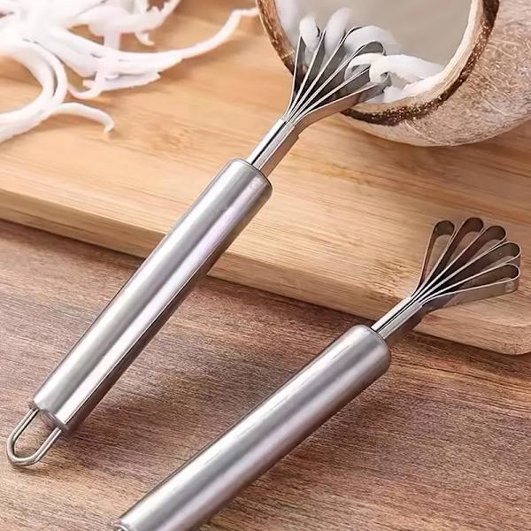 1. st, kokosnøddekødsfjernerkniv, kokosnøddebarbermaskine i rustfrit stål, kokosnøddekødshøvler, fiskeskælfjerner