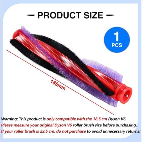 V6-børste til Dyson til Dyson V6 Slim DC59 DC62 SV03, rullebørstetilbehør til Dyson-udskiftningsbørste (18,5 cm)