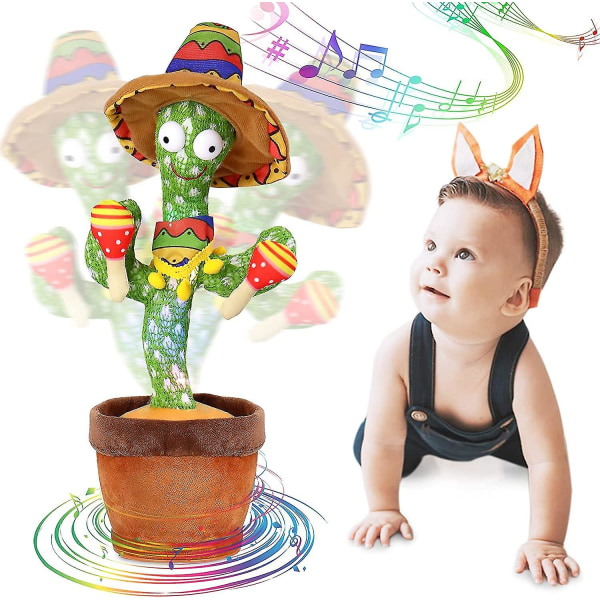 Dansende kaktus leke, synge, snakke, repeterende kaktus, kaktus leke elektronisk plysj leke, usb lade kaktus baby leker Gratis frakt