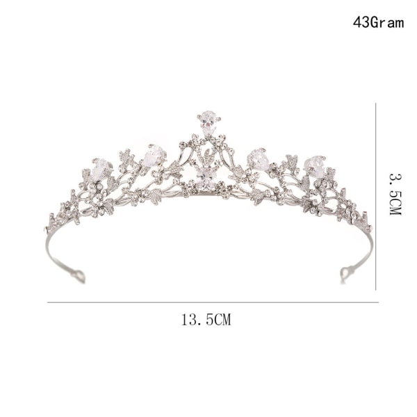 Kristallkrona, kopparzirkonia strass tiara inlagd med kristallblommor