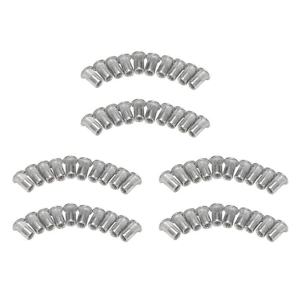 M5 Aluminium Flat Head Rivet Mutter Innsettingsmutter Sølvfargetone 60 stk