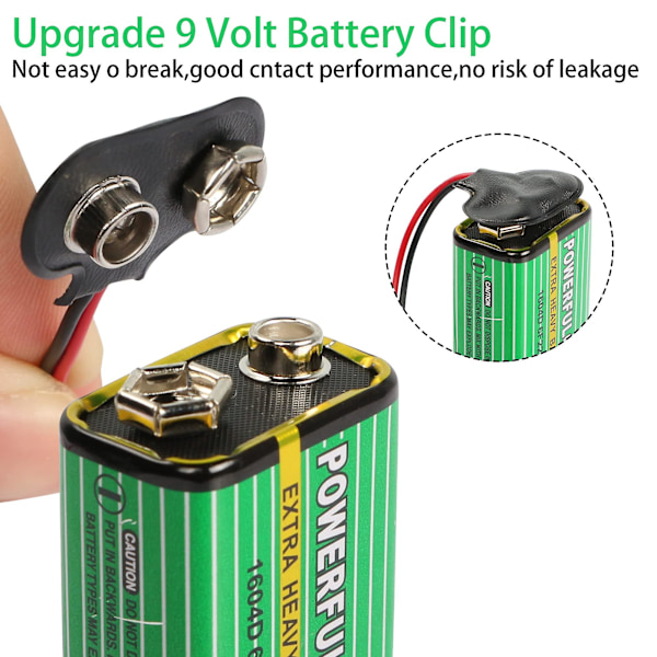 5 st 9V T-typ batterikontakt med DC-hane för 9V alkaliskt batteri