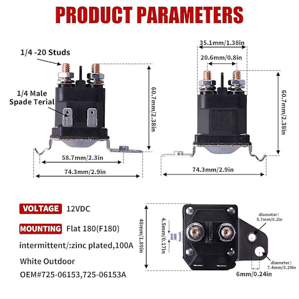 12V Käynnistys solenoidi rele ratsastusruohonleikkuri Yhteensopiva Cub Cadet XT1 XT2 Enduro RZT LT1 ZT1 ZT2 MTD Troy-Bilt Craftsman Yard Man Koneet Zero T