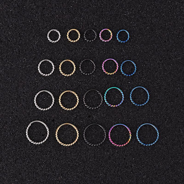 Vrid stängd ring rostfritt stål sömlös ring öppen ring öra spänne öra ben spik 1st, 6mm-12mm
