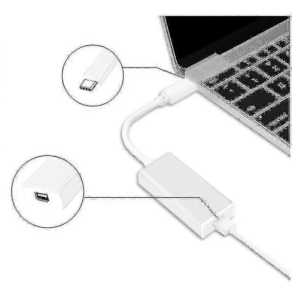 1x Thunderbolt 3 till Thunderbolt 2 Adapter Typ C Kabel USB för Pro