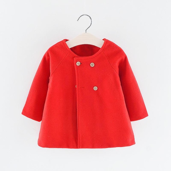 Flickor Baby Toddler Kragelös Trench Coat Poncho Kappa Button Jacka Ytterkläder Red 3-4 Years