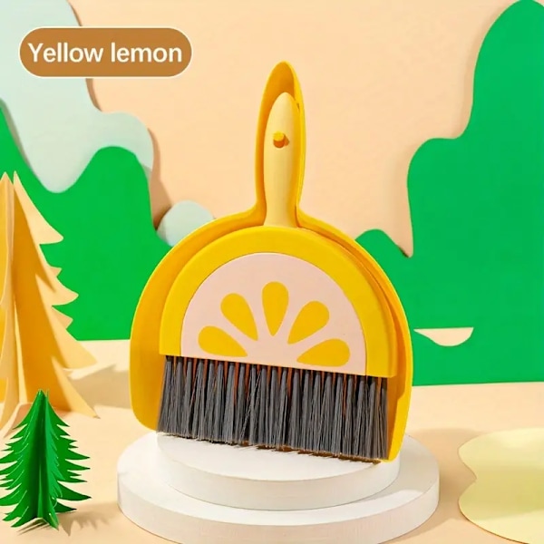 1 set skrivbord mini mopp set gul citron