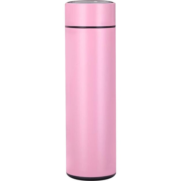 500 ml vakuumisolerad kaffekopp dubbellager vattenflaska med LED-temperaturdisplay - rosa