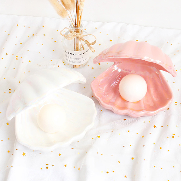 Shell Pearl Light Led Accent Lamp Bærbar Nattlys, Hvit