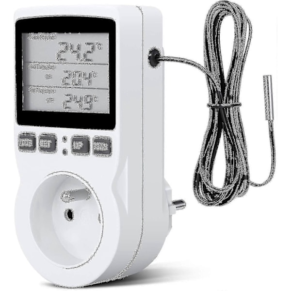-Digital temperaturregulator, uppvärmnings- och kyltermostatuttag LCD-temperaturregulator, 230V för växthusjordbrukstemperaturkontroll-t