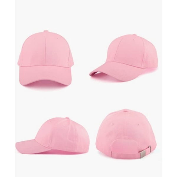 Enfärgad basebollkeps i bomull, justerbar, rosa
