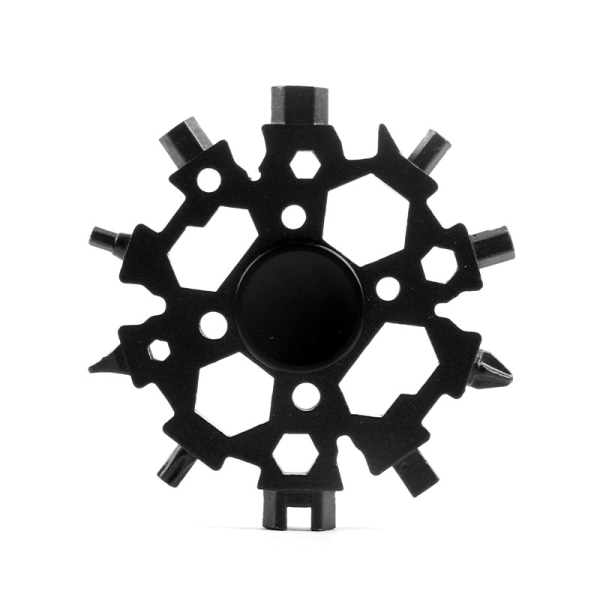 23 i 1 Snowflake multiværktøj, fars dags gave rustfrit stål multifunktions miniværktøj (sort)