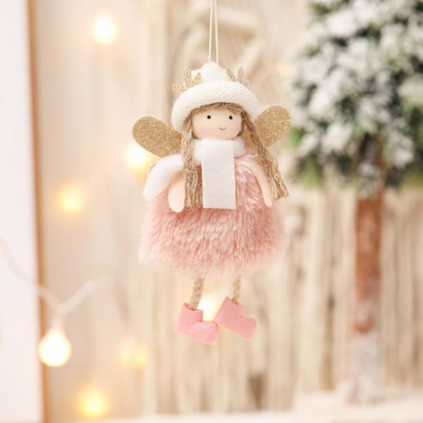 Antler ängel docka söt hängande tyg plysch flicka hänge Holiday Present dekoration rosa Pink