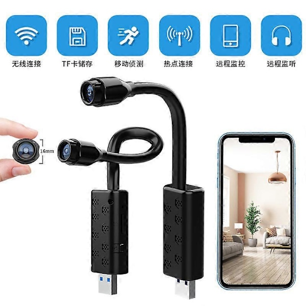 W11 USB Trådløst Overvågnings HD Kamera Indendørs WiFi Mobil Fjernovervågningssystem til iOS/Android Mikro Kamera
