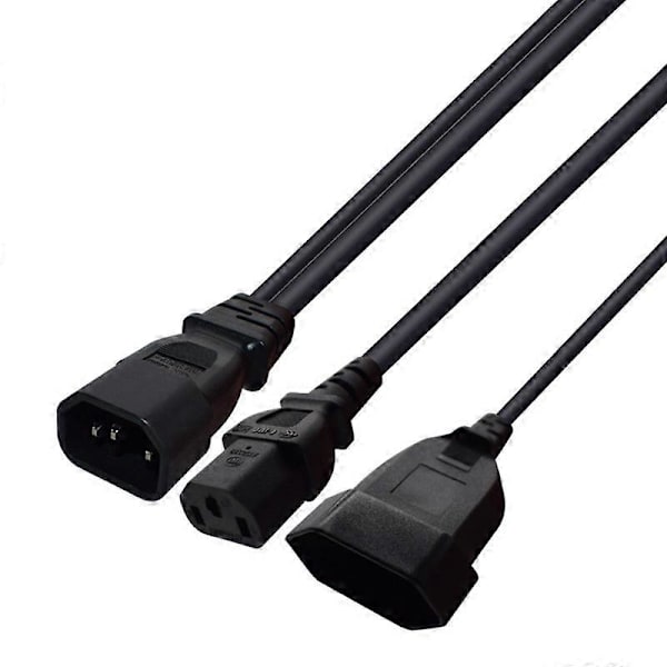 Y-haarautujohto, IEC320 3-napainen C14 urosliittimellä C13+2-reikäinen EU 4,0 mm naarasliitin AC-virtajohto