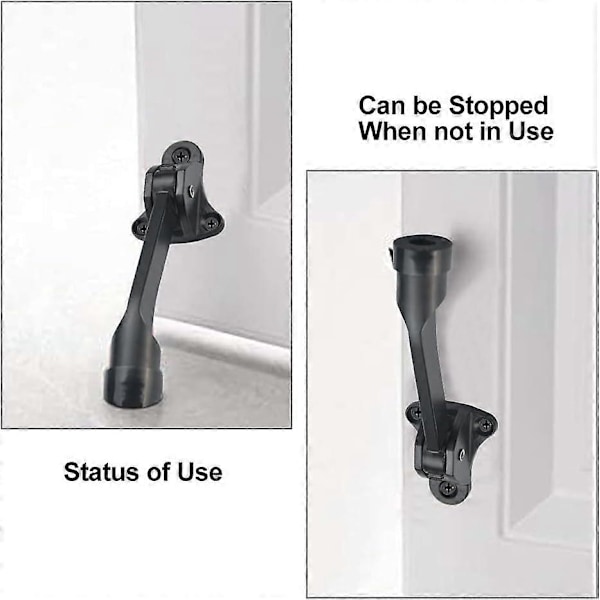 2 stk. sinklegering fjærbelastet dørstopper 126 mm gulv metall dørstopper med 6 skruer (svart)