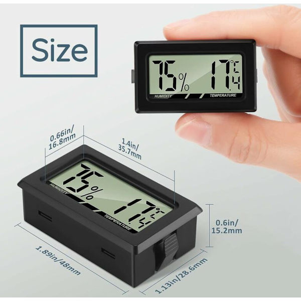 LCD Digital Mini Termometer for Kontor Kjøkken Humidor Klekkeri Reptiler (3-pakning)