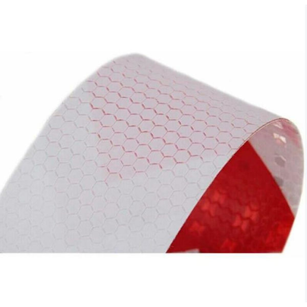 10 cm bred og 25 m lang rød og hvid twill reflekterende advarselstape