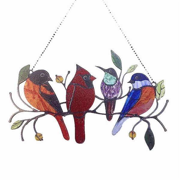 Värikäs Window Bird Riipus Wind Chime Metal Tropical Bird Ornament