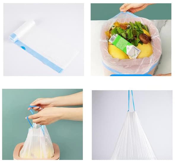 Sopor sacchetti di plastica per soggiorno, cucina e camera da letto - Blu e trasparente, 100 pezzi