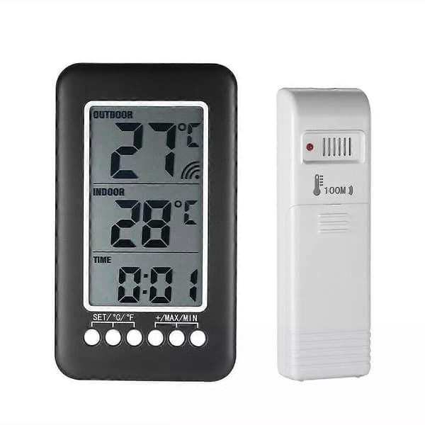LCD Digitaalinen Langaton Sisä-/Ulkolämpömittari Kello Lämpötilamittari