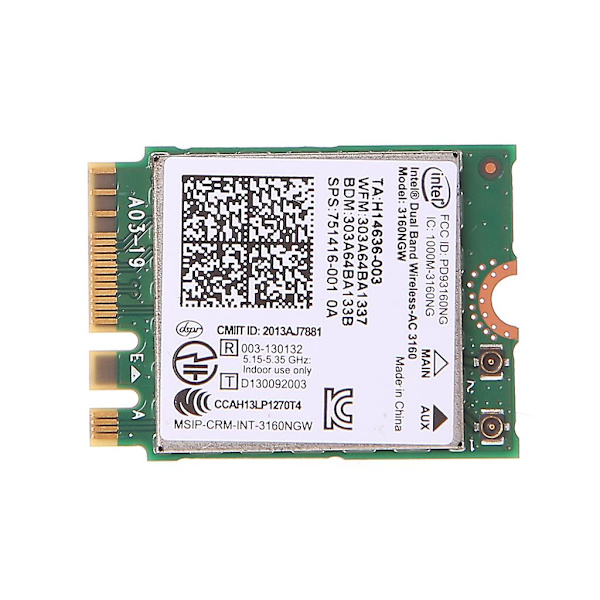 til Intel Dual Band Wireless 802.11 AC 3160 NGW NGFF Bluetooth-kompatibel 4.0 Wi