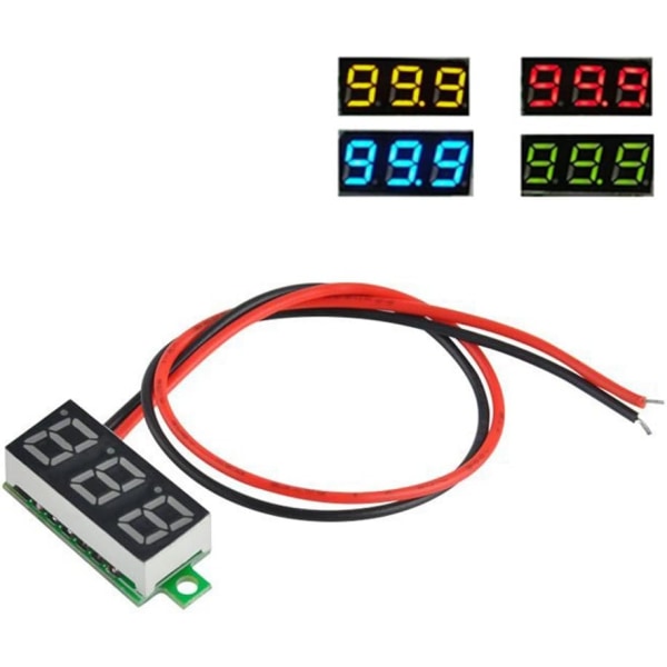 4-pack minivoltmeter Digital DC voltmeter 0,28 tum Panel 0-100V DC 3-trådsvoltmeter