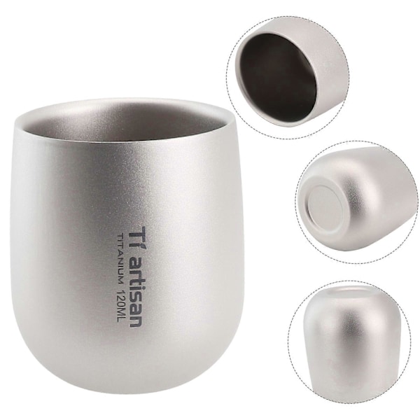 120ml Ti-tanium Koppar Dubbelvägg Campingmugg 2-Lagers Öl Kaffe Te Vatten Juice Kopp Utomhus Camping Vandring Picknick Tillbehör