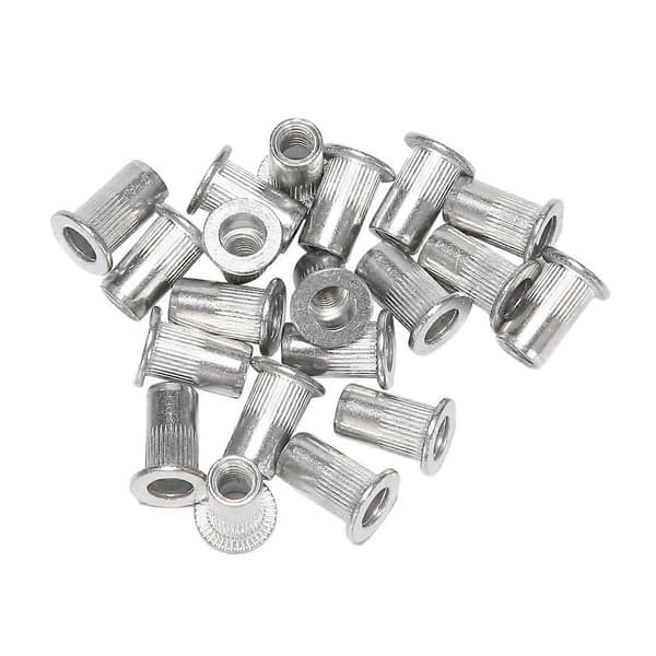 M5 Aluminium Flat Head Rivet Mutter Innsettingsmutter Sølvfargetone 60 stk
