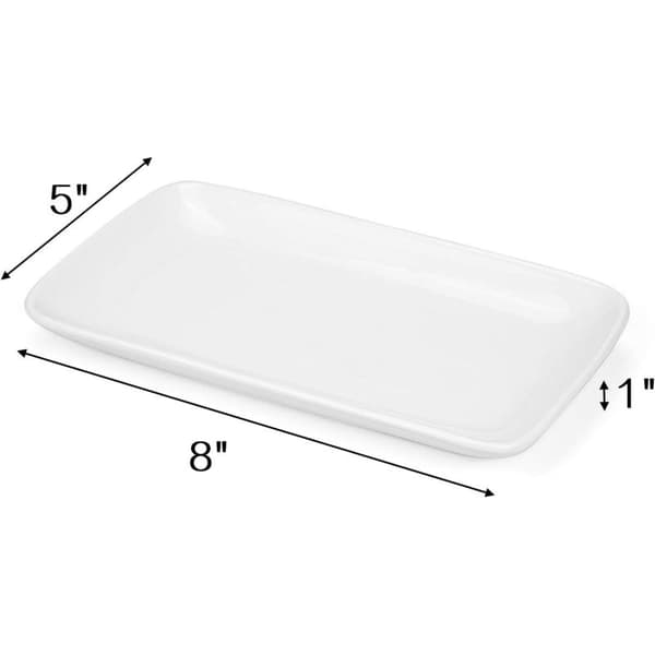 AZB Uppsättning med 8 rektangulära porslinstallrikar, vit, 20,3 cm.