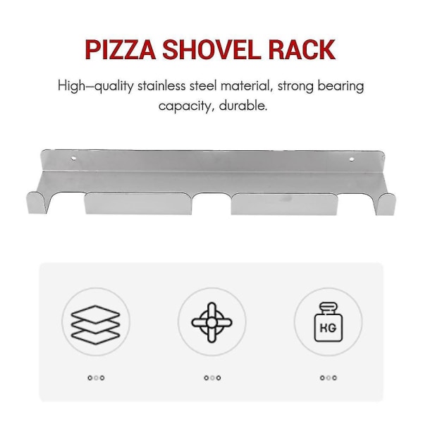 Pizzaskovl vægstativ børstet rustfrit stål Pizzaskrælstativ Vægmonteret bøjle Heavy Duty Pizza