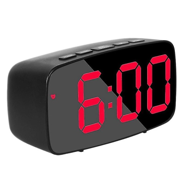 Smart digital vekkerklokke ved sengekanten, rød Led Travel Usb-skrivebordsklokke med 12/24 timers dato Temperatur snooze for soverom, svart