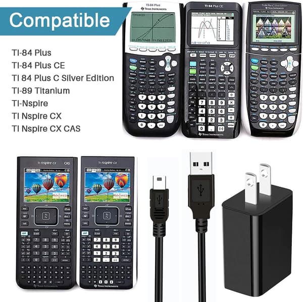 2025 Seneste Model Væg USB-Oplader til Texas Instruments Lommeregnere USB Strøm- & Datakabel til TI-84-Plus, TI-84 Plus C Silver Edition