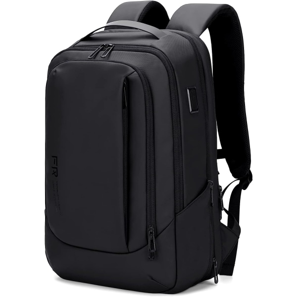 Erhvervsrejserygsæk, udvidelig vandtæt computertaske med USB-skoletaske