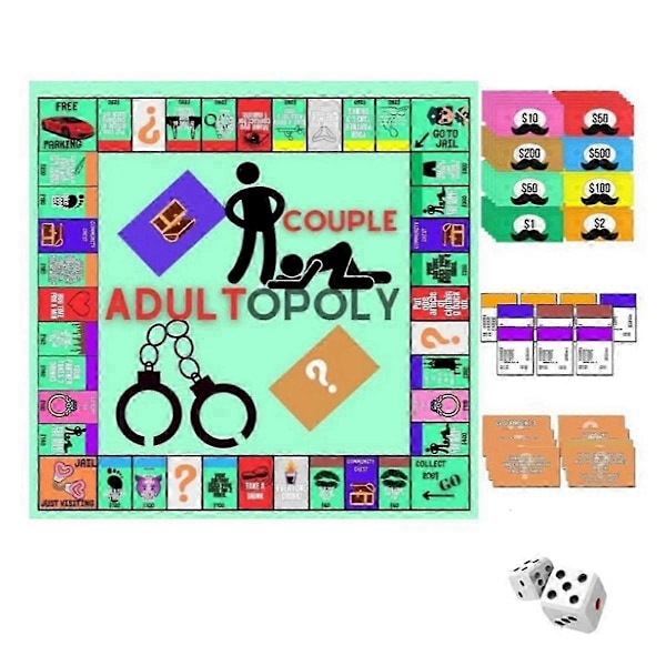 Parspel Adultopoly för Par - Opoly Spel för Par - Underhållning Brädspel Kortspel