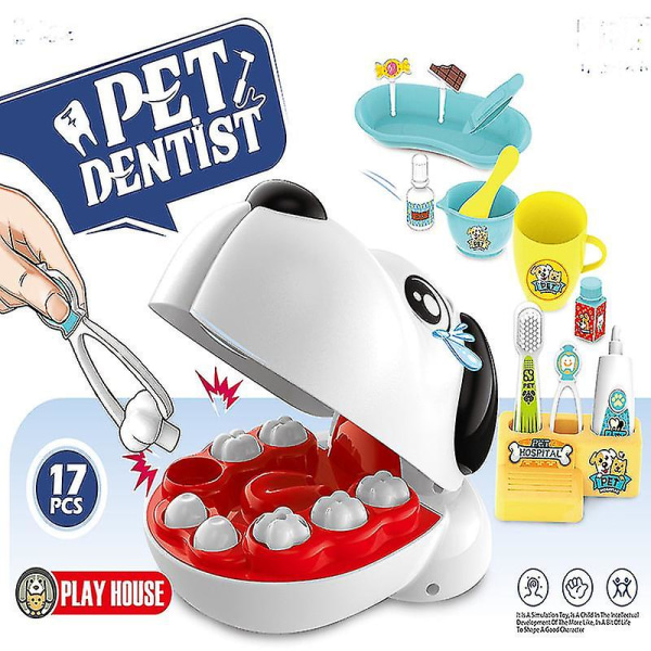 Lege Huslegetøj Tandpleje Børnelæge Legetøjssæt Pet Hund Tandlæge Trækker tænder Doctor Leg